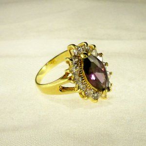 NEW Purple Marquise Cut Cubic Zirconias Gold Ring